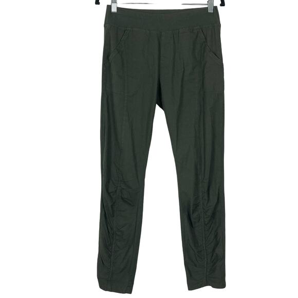 NWOT WEARABLES Pant S Ruched Pull On Pocket Green Elastic Waist Cotton Spandex - Picture 1 of 6
